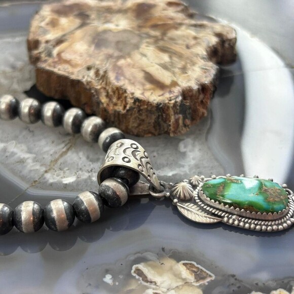 Sterling Southwestern Style Sonora Gold Turquoise Decorated Pendant For Women #1 - Picture 3 of 10